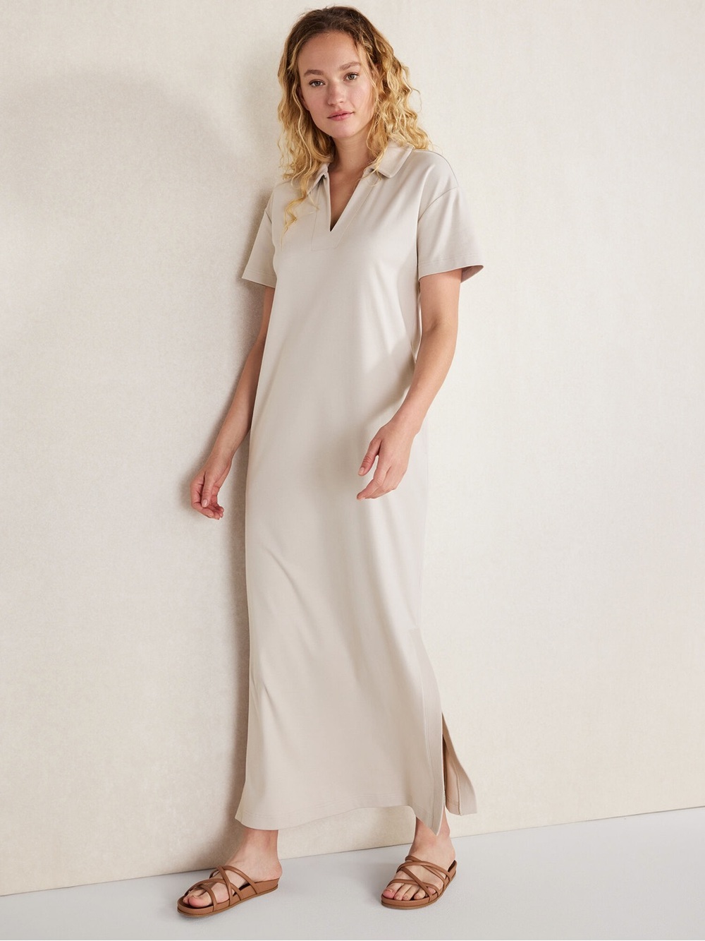 Haven Well Within organic cotton, interlock, collared maxi dress